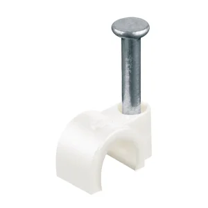 GRAPA PARA CABLE COAXIAL - CURVA BLANCO 20 PZAS