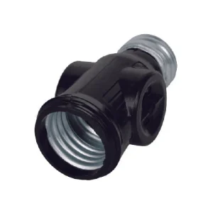 PORTALÁMPARA CON DOBLE LADRÓN, NEGRO