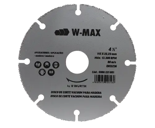 DISCO DE CORTE VACUUM PARA MADERA 4 1/2" W-MAX WURTH 05986221801