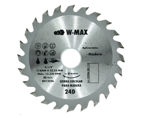 DISCO DE SIERRA CIRCULAR 115 MM 24 DIENTES W-MAX WURTH 05986285115