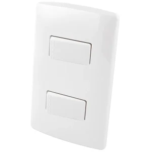 APAGADOR DOBLE SENCILLO DE TECLA CON PLACA PLÁSTICA - BLANCO