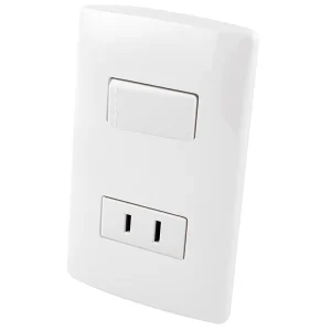 CONTACTO POLARIZADO Y APAGADOR SENCILLO CON PLACA BLANCA