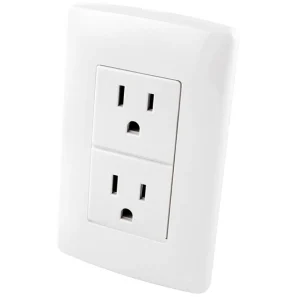 CONTACTO DÚPLEX OCULTO ATERRIZADO CON PLACA PLÁSTICA - BLANCO
