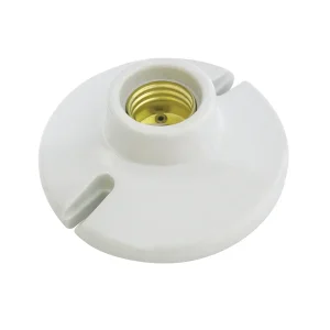 PORTALÁMPARA REDONDA DE PORCELANA PARA TECHO 4", COLOR BLANCO