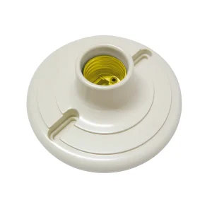 PORTALÁMPARA REDONDA DE BAQUELITA PARA TECHO 4", COLOR BLANCO