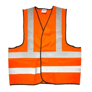 CHALECO DE SEGURIDAD CON CINTAS REFLEJANTES PLATEADAS NARANJA UNITALLA