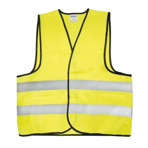 CHALECO DE SEGURIDAD CON CINTAS REFLEJANTES PLATEADAS AMARILLO UNITALLA
