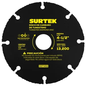 DISCO DE DIAMANTE MULTI-CORTE PUNTA DE CARBURO DE TUNGSTENO, 4-1/2"